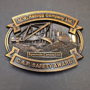 Creative Concepts Brass M.W Kellogg Company Ltd,C.A.P Safety Award Belt Buckle.